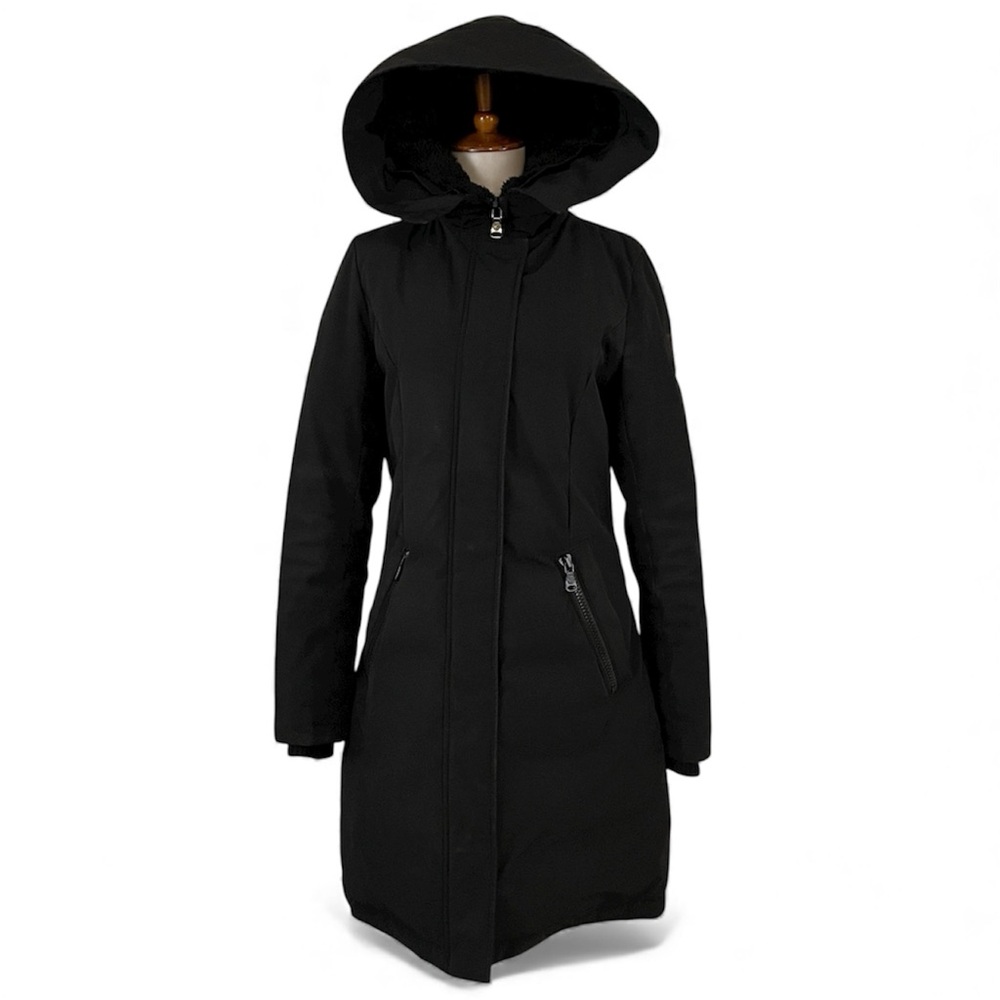 Vince Camuto Black Coat Women’s XS Down Faux Fur Hood Puffer Mid Thigh‎